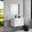 Meuble-lavabo 32 po avec lavabo et miroir, meuble-lavabo mural avec portes doubles, cadre en aluminium, charnières à fermeture douce, longues poignées en métal, lavabo en céramique-126528844