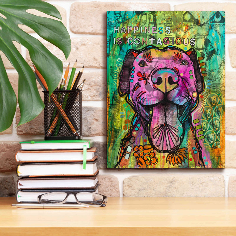 «Happiness is Contagious» par Dean Russo, art mural sur toile, H 16 po x l 12 po x P 0,75 po
