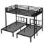 Lit superposé simple au-dessus de simple et simple pour 3 personnes, lit simple superposé au dessus de simple et simple en métal, noir-977142817