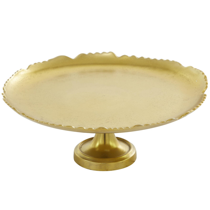 Présentoir à gâteaux en aluminium et métal avec base piédestal, Or