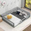 Lit plateforme tapissier en bois pleine grandeur avec garde-corps et coussin, gris