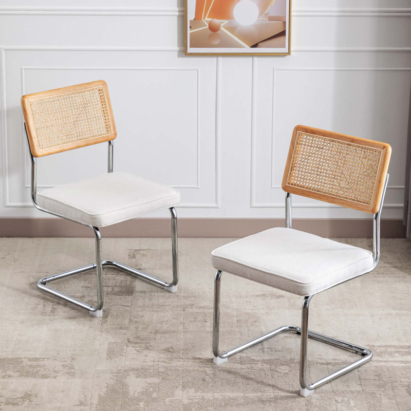 Chaises de salle à manger en porte-à-faux Allain, Blanc, Chrome
