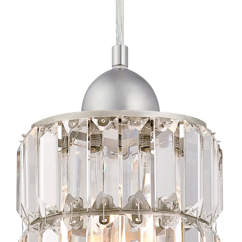 Luminaire suspendu cylindrique à 1 lumière Araceli, Nickel brossé, H 13,6 po x l 7 po x P 7 po
