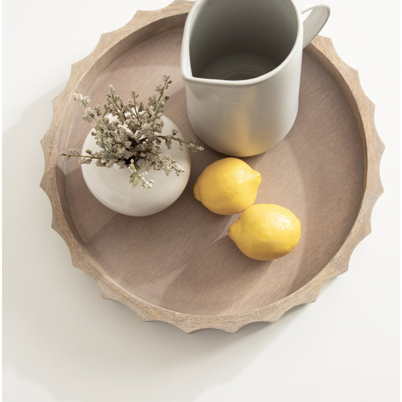 Montara Fluted Round Serving Tray, 2" H x 15" W x 15" D, Natural