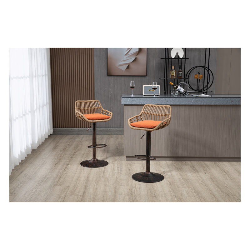 Alteriq Swivel Upholstered Adjustable Height Counter Stool, Orange