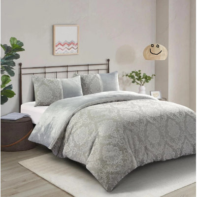 SHAZ HOME Damask Duvet Cover with Pillowcases