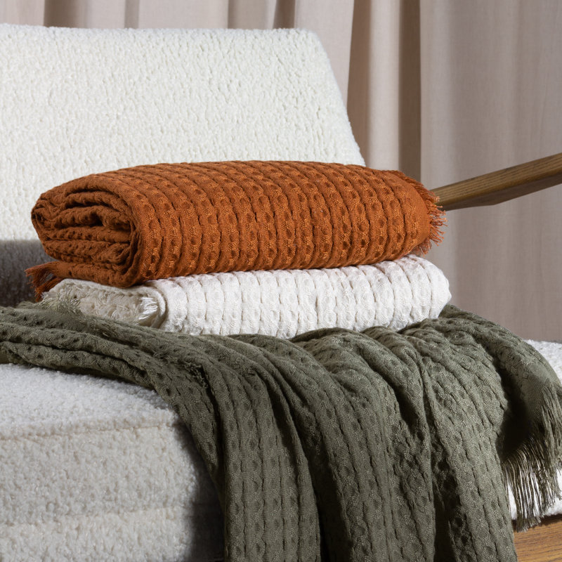 Abel Waffle Throw Blanket, Pecan