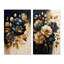 «Blue and Gold Zinnia Flowers II», ensemble de 2 reproductions-87943980-87943981