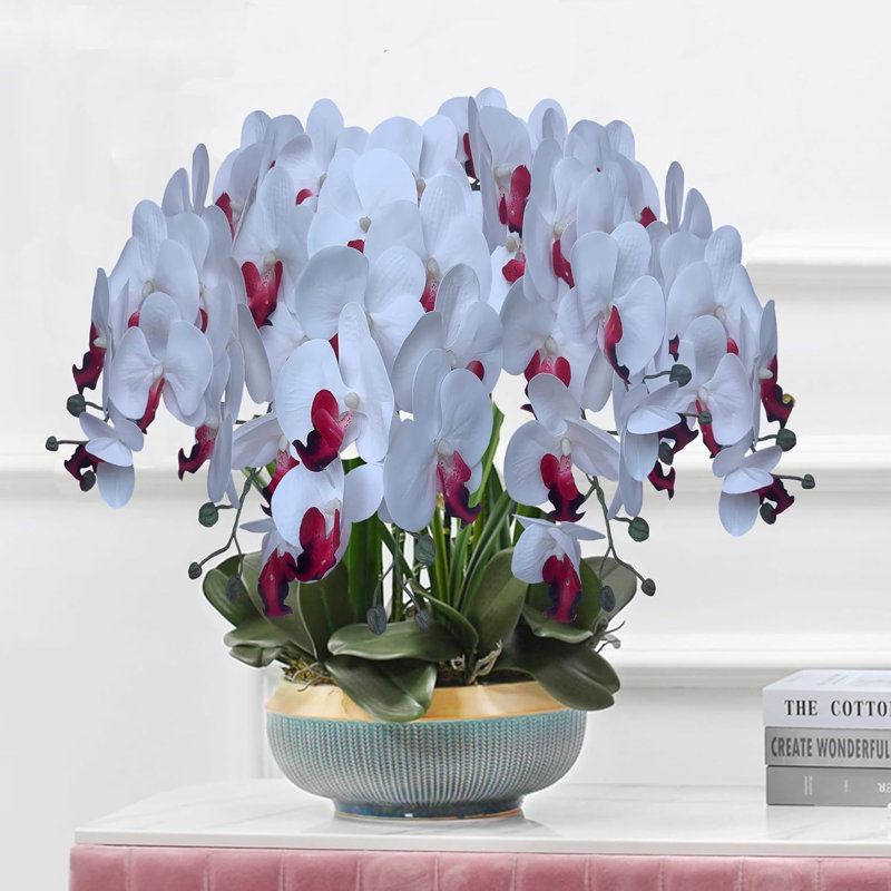 32" Pure White Artificial Orchid Stems