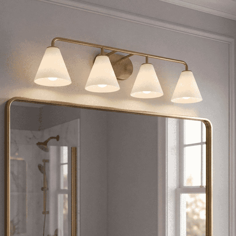  Luminaire pour meuble-lavabo de salle de bain 4 lumières Blair, Laiton, Quatre lumières
