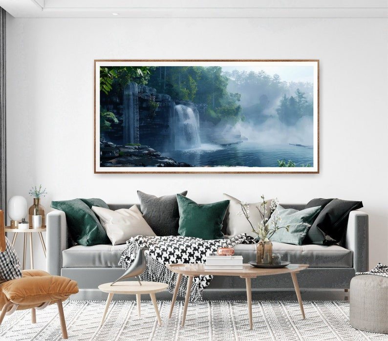 Affiche de la Caroline du Nord, parc national, chute d'eau, décor de ferme, décor de chalet, affiche de forêt, Toile tendue