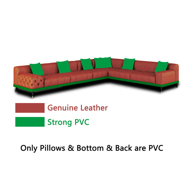 Modular Sectional, Gray Genuine Leather