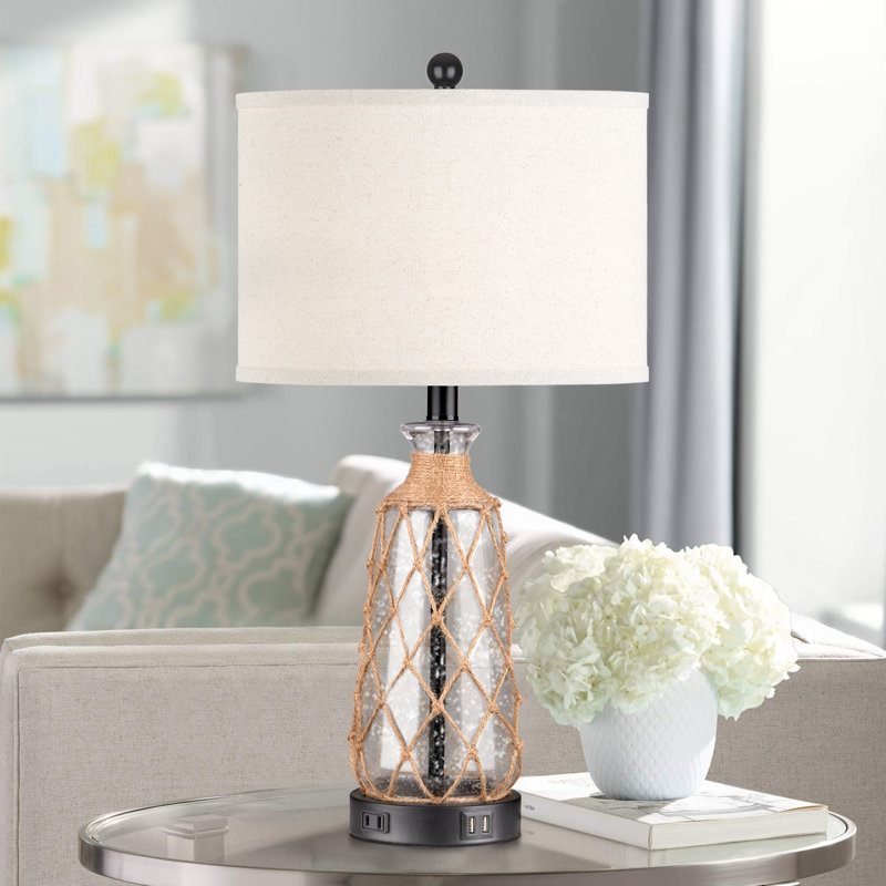 Table Lamps Set Of 2 With Usb Charging Ports, 3-Way Dimmable Touch Control, Led Bulbs, Glass Design For Bedroom, Living Room