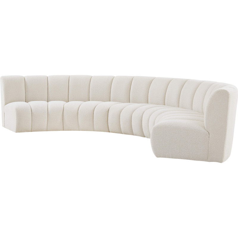 Izen Upholstered Curved Sectional Symmetrical, Cream Boucle Fabric