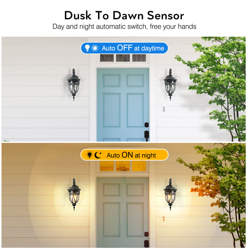 2 Pack Dusk to Dawn Outdoor Lights for House, Black Exterior Lighting Fixtures