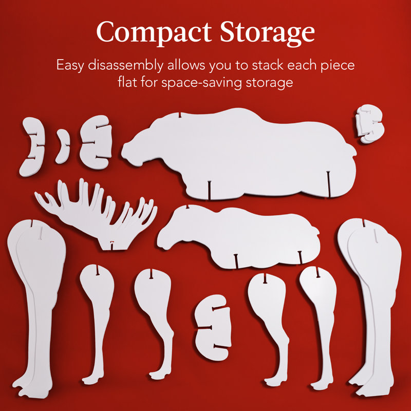 White PVC Moose Family Silhouette Christmas Yard Decor with Ground Stakes