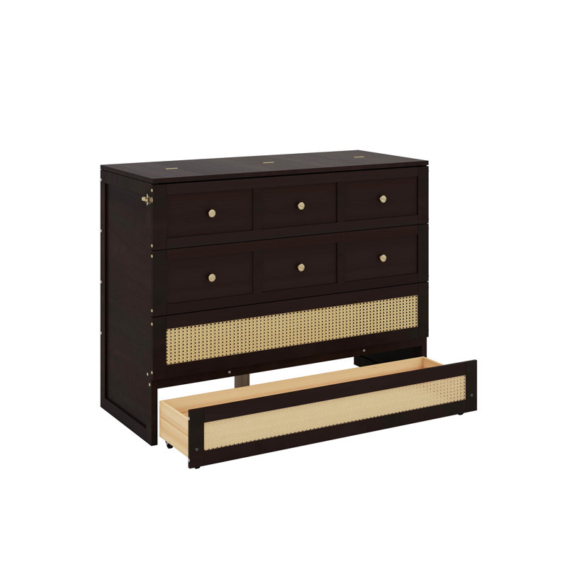 Lit escamotable double avec tiroirs, Espresso