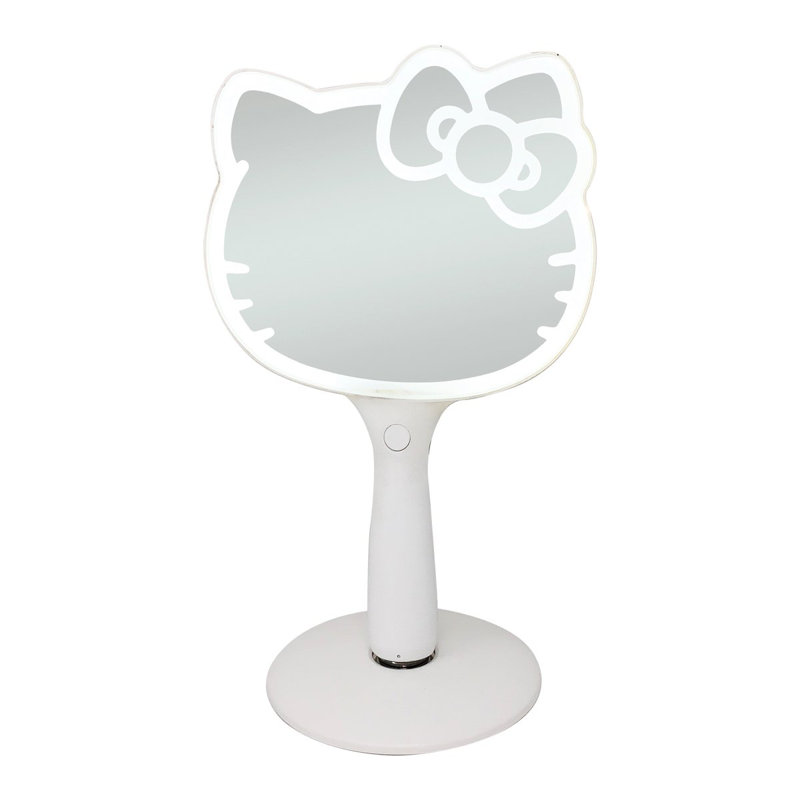 Hello Kitty LED Handheld Mirror, Makeup Vanity Mirror with Standing Base and Adjustable Brightness
