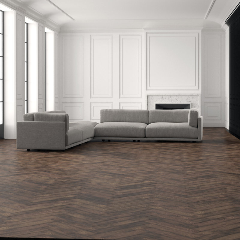 Sunday Sectional with Ottoman, Agnew Gray Textured Basketweave