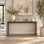 Console Table 60" Solid Wood Veneer Entryway Sofa Table, Sturdy Square Legs with Distressed Finish, Wide Behind Couch Table for Living Room & Hallway