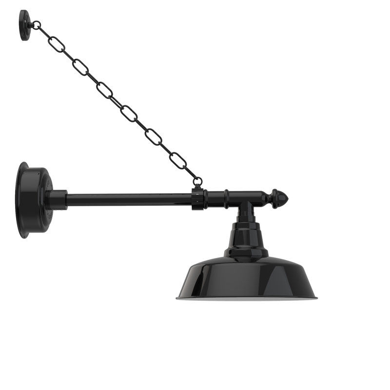 Luminaire de grange d’extérieur à del Vandervliet, H 10 po x l 12 po x p 27 po, Blanc
