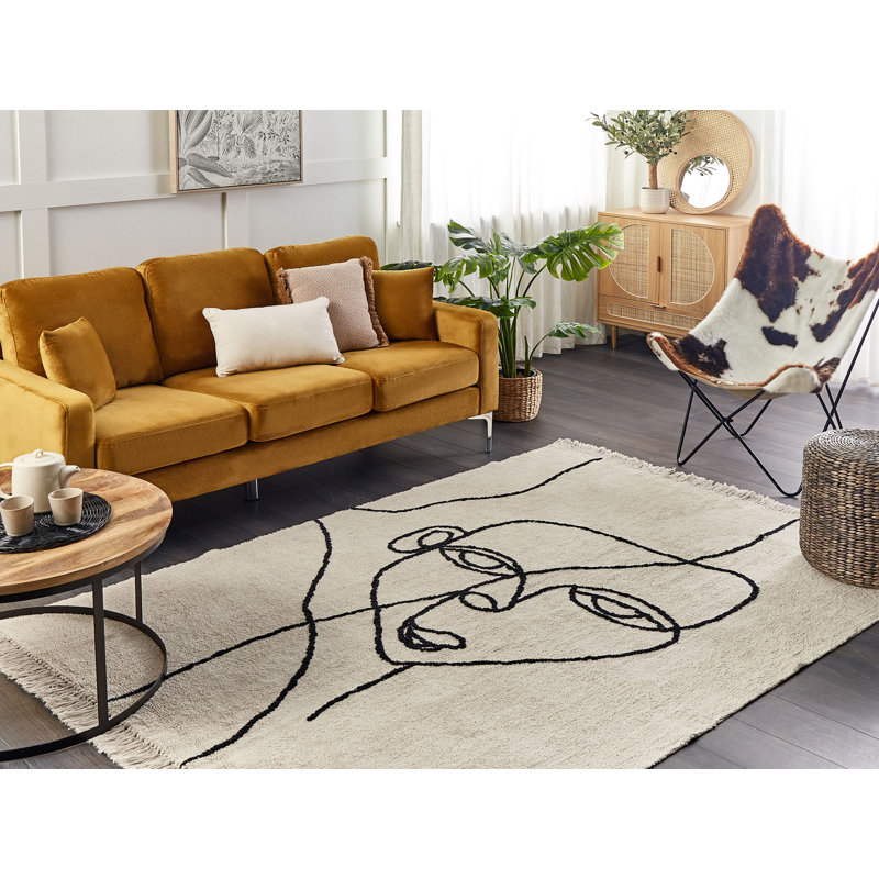 Sandiacre Abstract Cotton Area Rug, Rectangle 160cm x 200cm
