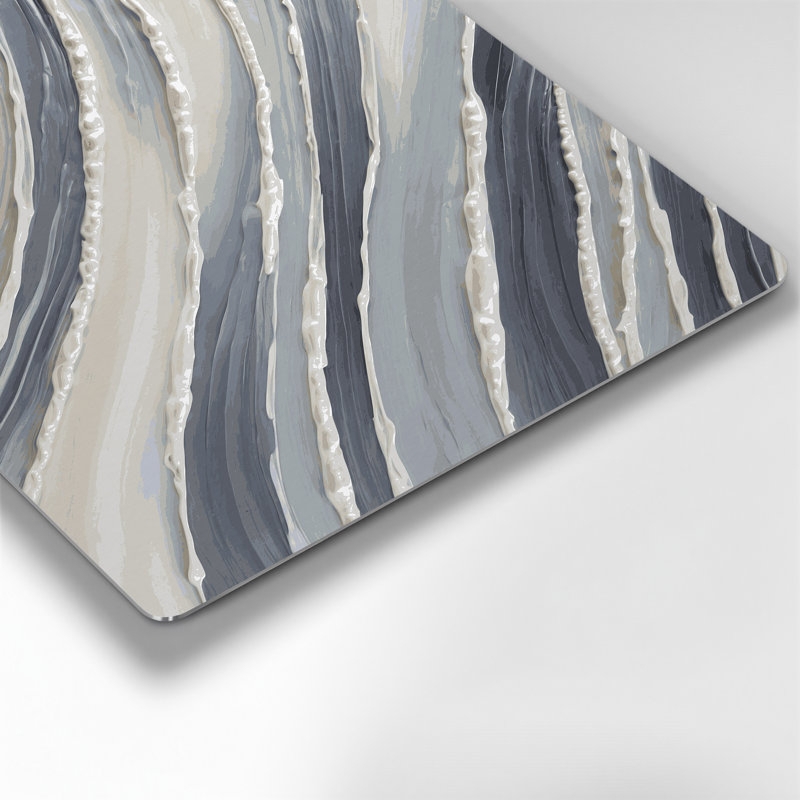 Art mural horizontal gris rayé gris perle, H 20 po x l 30 po