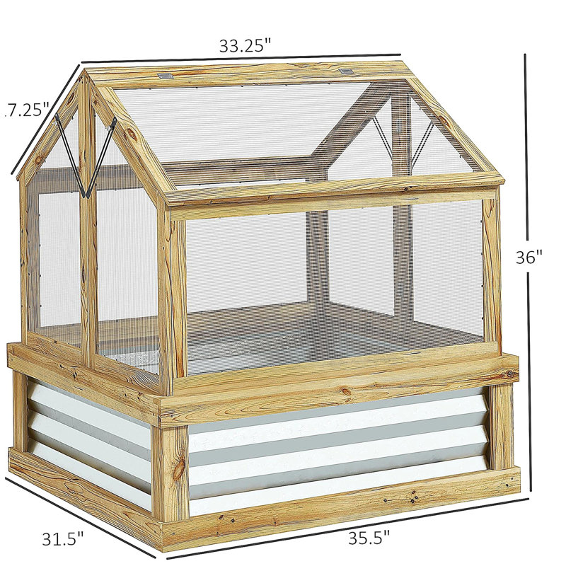 Lit de jardin surélevé avec serre en polycarbonate Outsunny