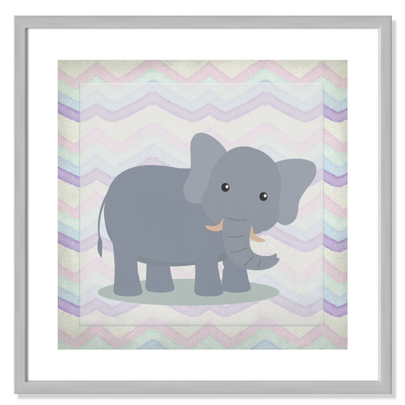 Art de l'éléphant rose, Encadré de boîte argent, H 12 po x l 12 po x P 1,18 po