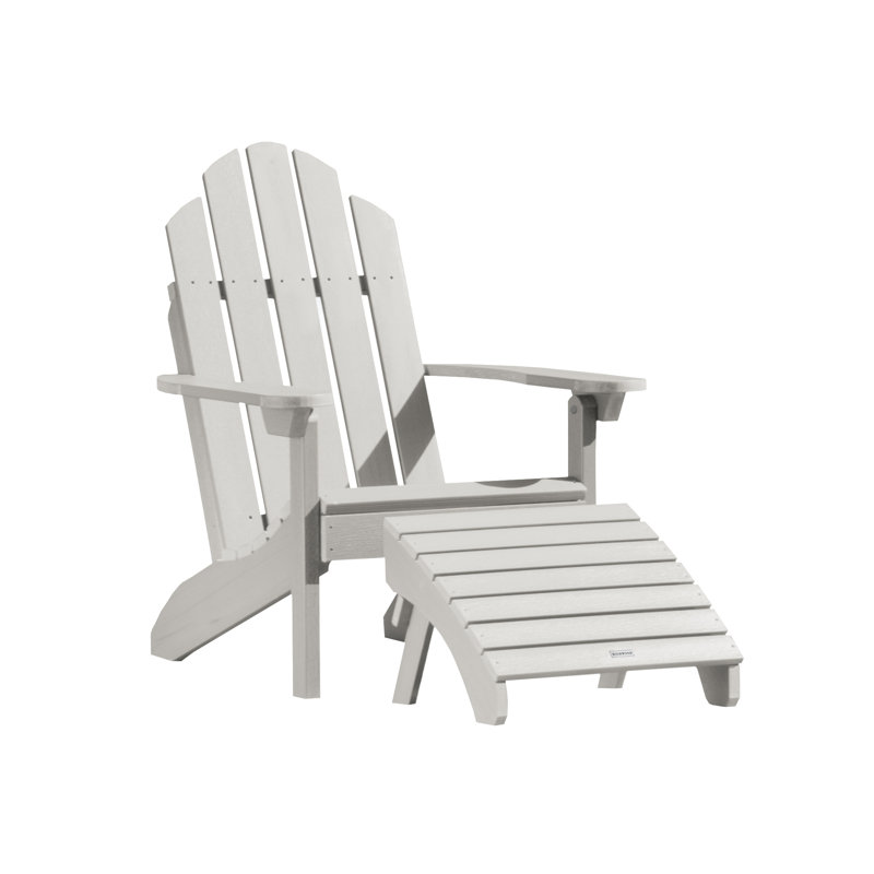 Anette Plastic Adirondack Chair with Ottoman, Harbor Gray