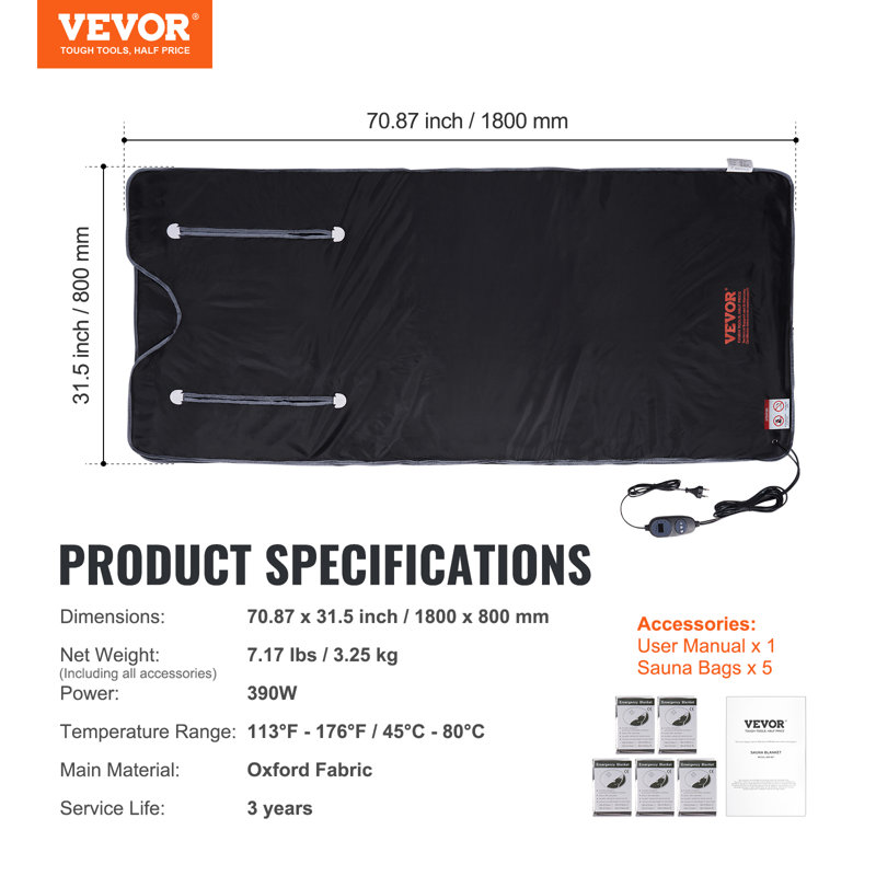 VEVOR Fabric Water Resistant Sauna Blanket