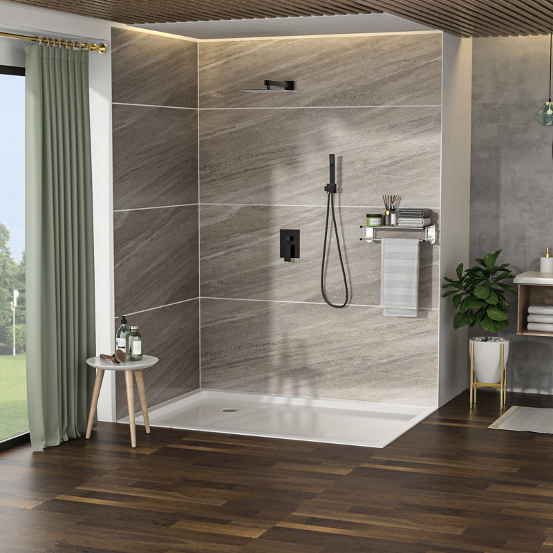 Square Dual Shower Head System - 12 Inch Wall Mount Oil Bronze Rubber, Oil Bronze