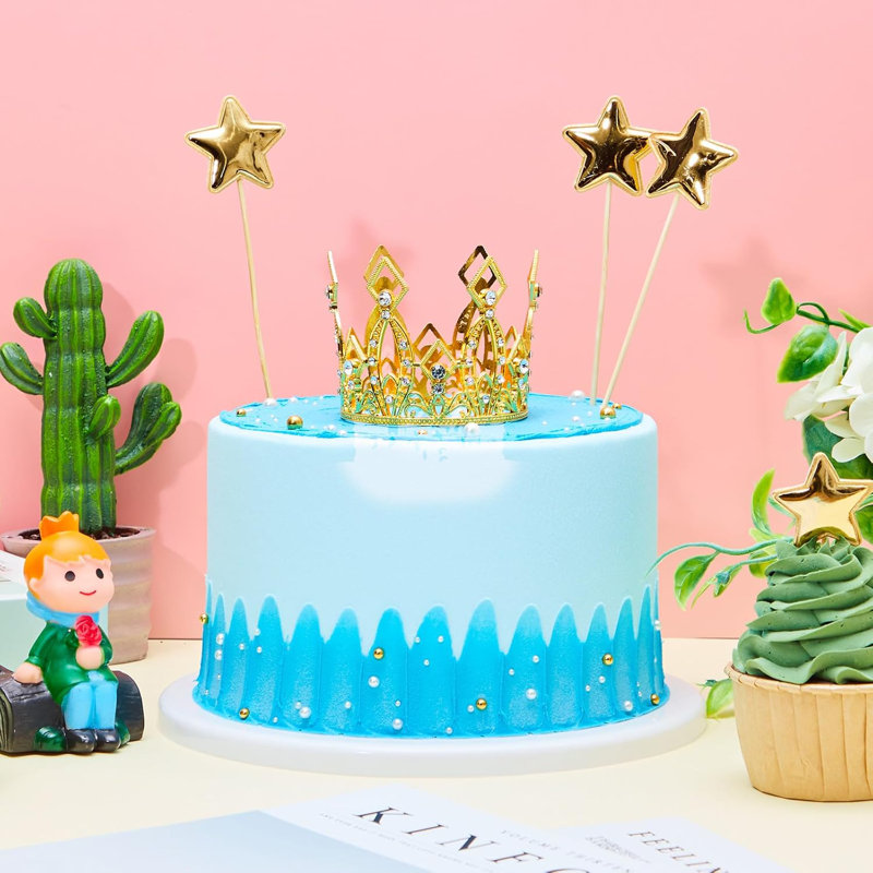 4-piece Mini Gold Crown Cake Toppers