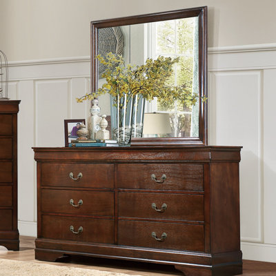 Traditional Design Brown Cherry Finish Dresser 1Pc Louis Phillipe Style Classic Bedroom Furniture