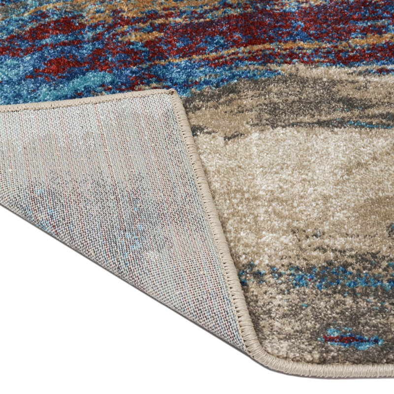 Tapis brun / bleu Alayjah, Rectangle 5 pi x 7 pi