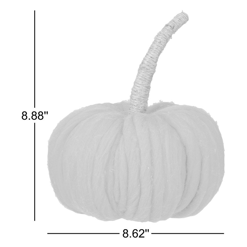 Wide Wool Pumpkin With Jute Wrapped Stem