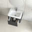 Meuble-lavabo suspendu gris de 61 cm de large, lavabo en céramique blanche, poignée inclinée à 45°, tiroir à fermeture amortie, structure étanche, grand espace de rangement pour articles de toilette, installation facile, design européen