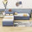 Twin Size 2 Drawers Upholstered L-shaped Platform Beds with Trundle