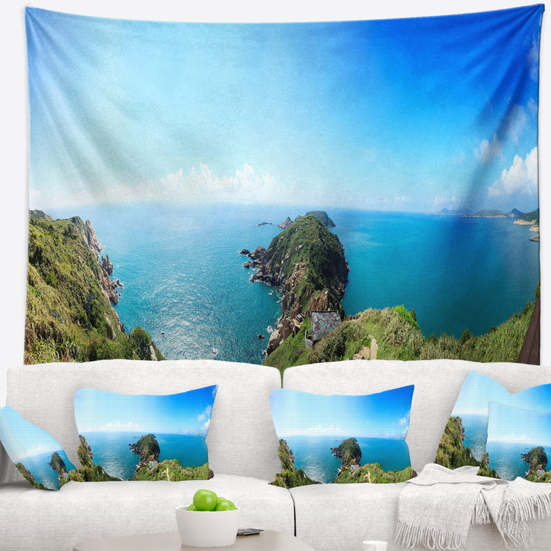 Vue de paysage marin de la photographie de la tapisserie de hillside, H 32 po x l 39 po