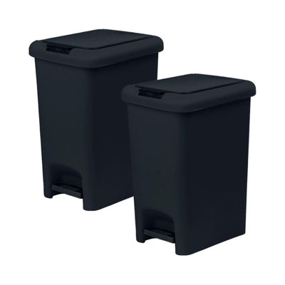 Ensemble de 2 petites poubelles à pédale superposées 10 litres Superio - 2,7 gallons, conception compacte (10,63 po x 7,68 po x 13,53 po) - noir