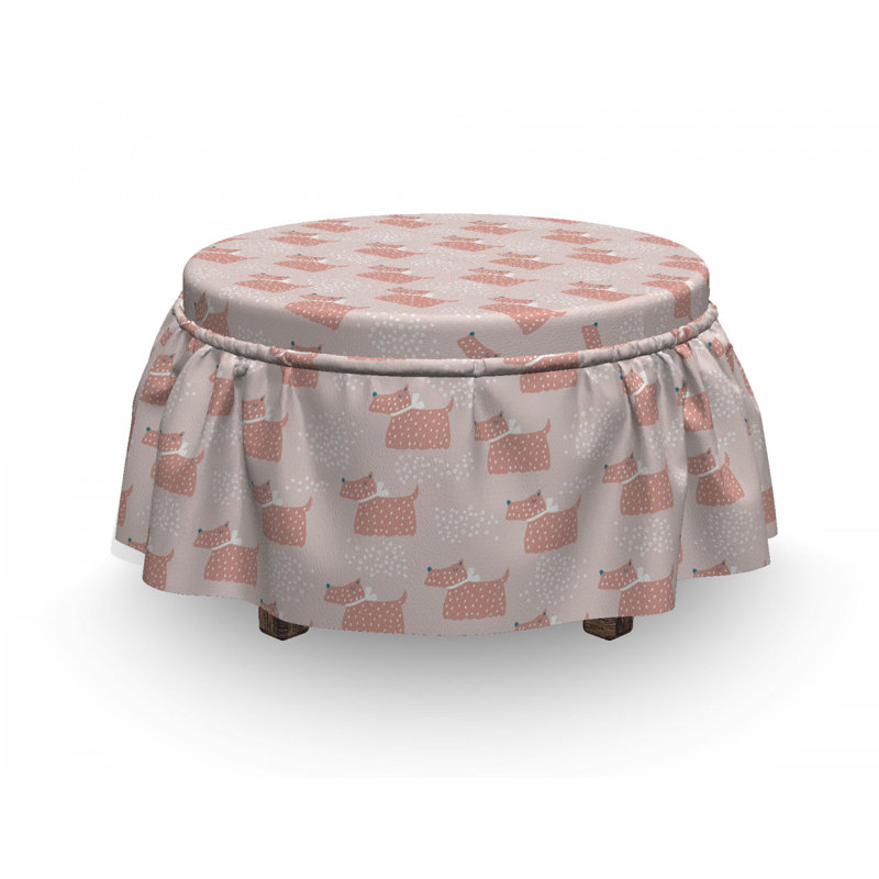 Housse pour repose-pieds abstrait chiot chiens avec points