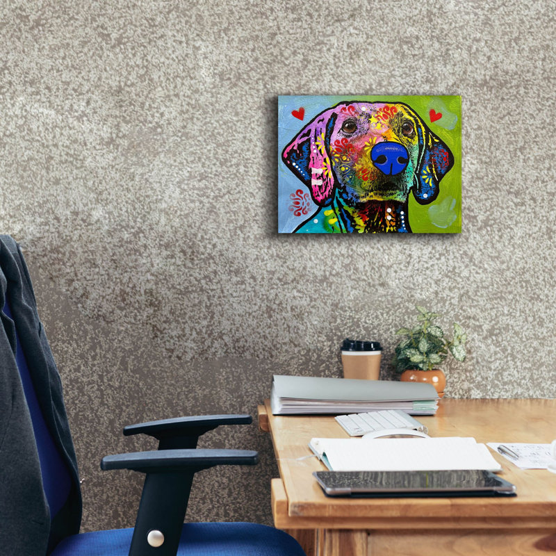 «Atten Hup» par Dean Russo, art mural sur toile, H 12 po x l 16 po x P 0,75 po