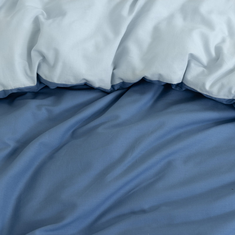 Reversible 100% Cotton Duvet Cover Set, Luxury Cotton Duvet Cover with Pillowcases, Soft & Breathable, Double, Blue