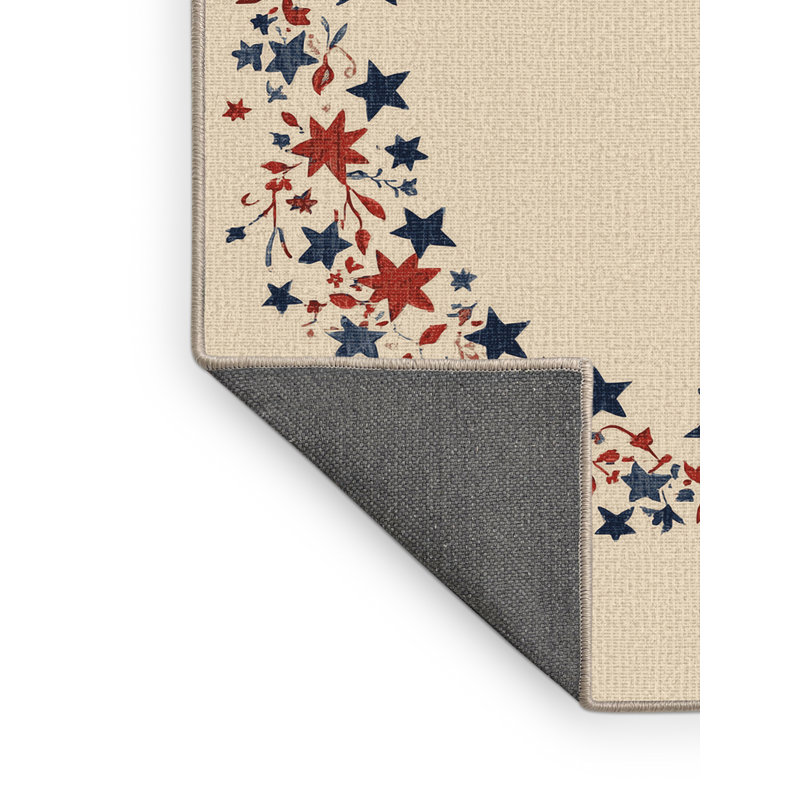 Soft Plush Ferree July 4Th Modern & Contemporary Abstract Area Rug in Beige – Beige Binding, 2x4