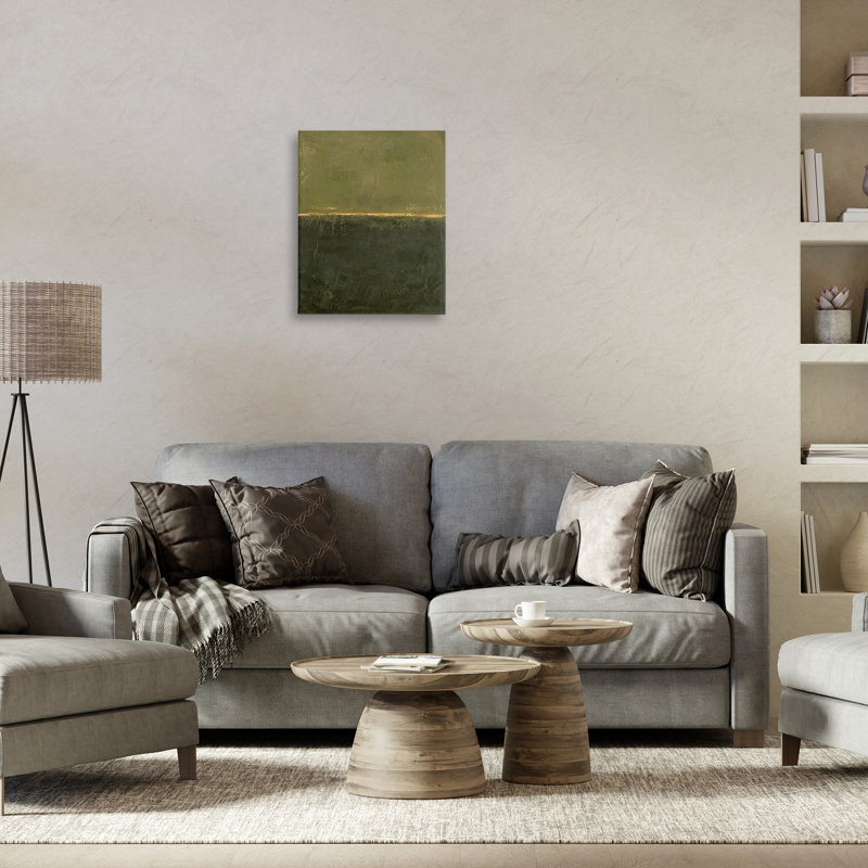 Toile abstraite verte sur fond vert rustique, design par Design Fabrikken, H 20 po x l 16 po