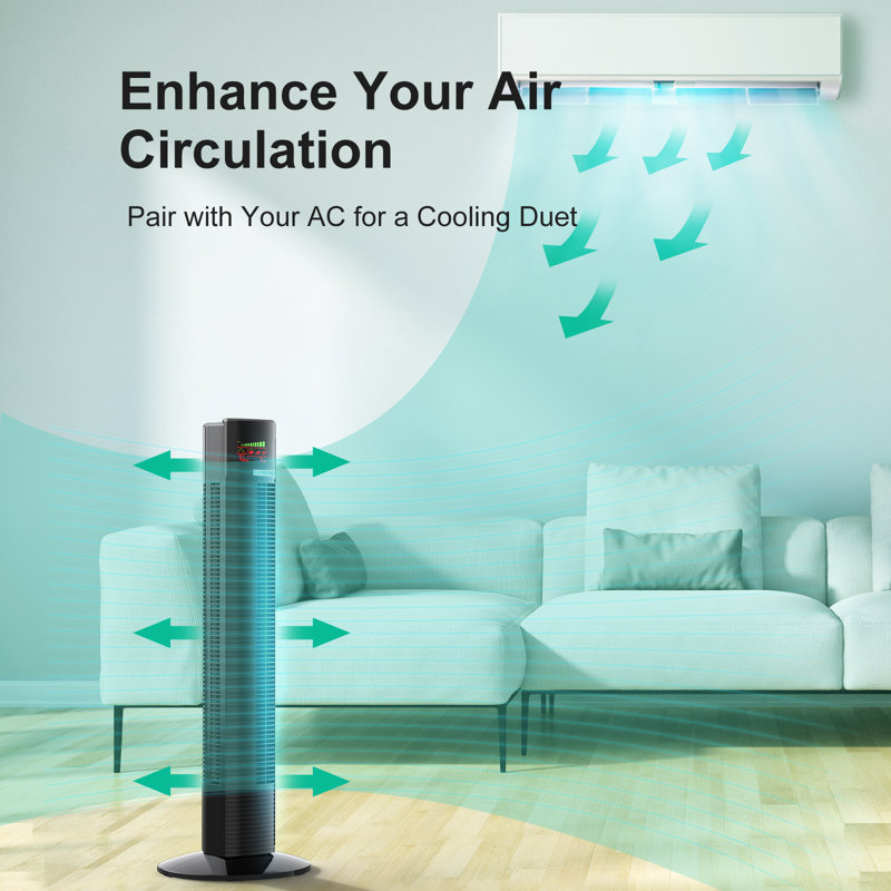 Tower Fan, Cooling Fan With Remote, Powerful Fan With 3 Modes And 3 Speeds
