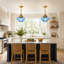 Luminaire suspendu pour îlot de cuisine 1 lumière à intensité variable en verre bleu moderne à hauteur réglable (ensemble de 2)