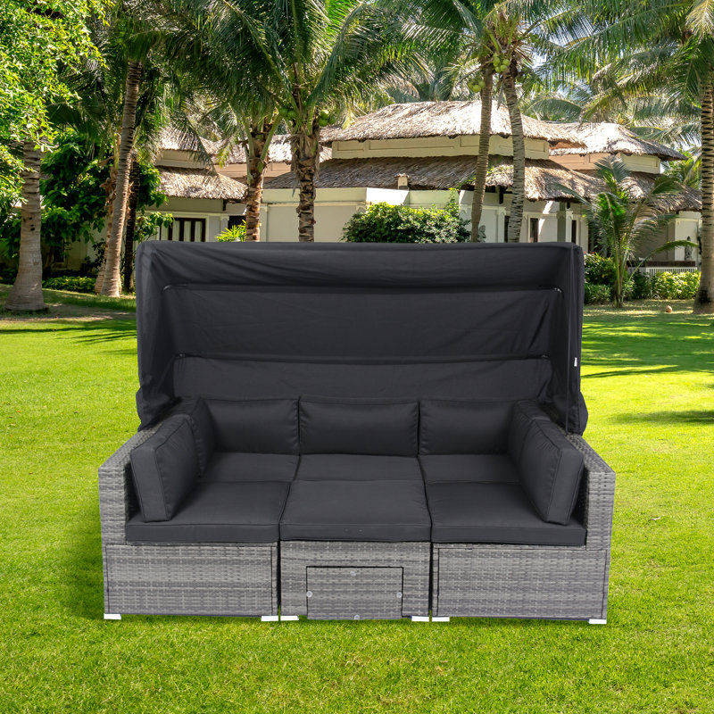Rasmus 78.7" Wide Outdoor Patio Sectional, Black