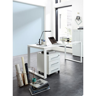 2 Piece Glass Writing Desk Office Set