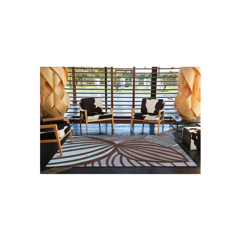 Tapis tissé à motif de feuilles, Rectangle 3 pi 4 po x 6 pi 7 po